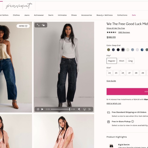 We The Free Good Luck Mid-Rise Barrel Jeans Free People Size 31 Regular - Picture 4 of 4